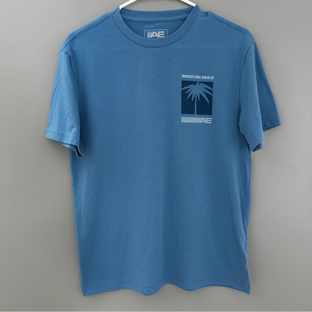 American Eagle Outfitters Sky Blue Graphic Tee